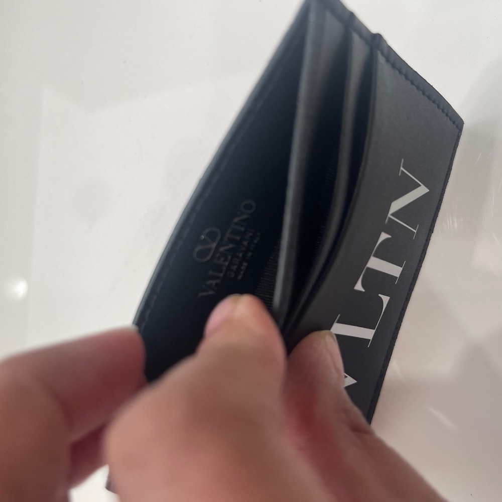 Valentino Garavani Women's VLTN Black Leather Card Case - Picture 9 of 10